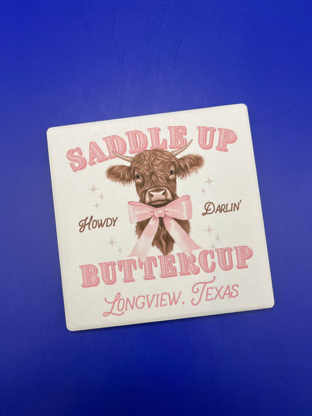 Saddle Up Buttercup Tea Towel & Coaster