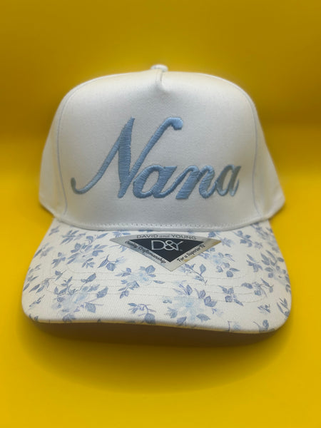 Blue Floral Hats