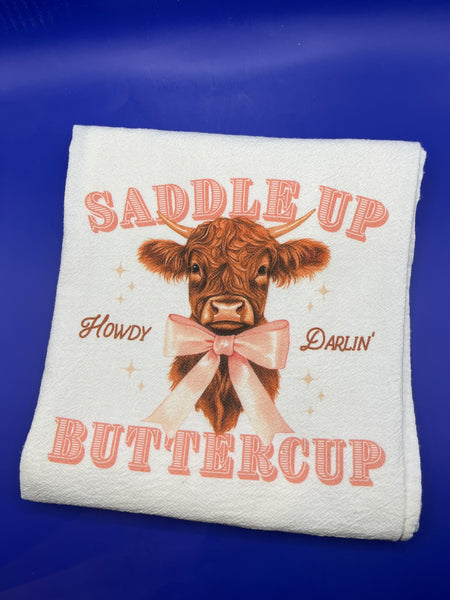 Saddle Up Buttercup Tea Towel & Coaster
