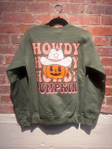 Green Howdy Pumpkin Sweatshirt