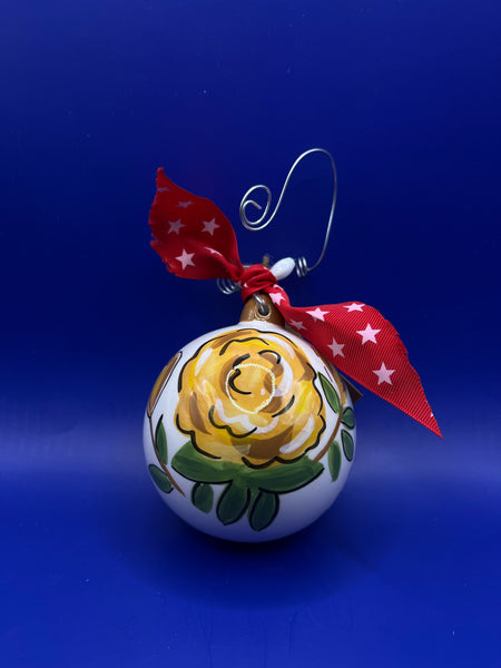 Texas Flag & Yellow Rose Ornament