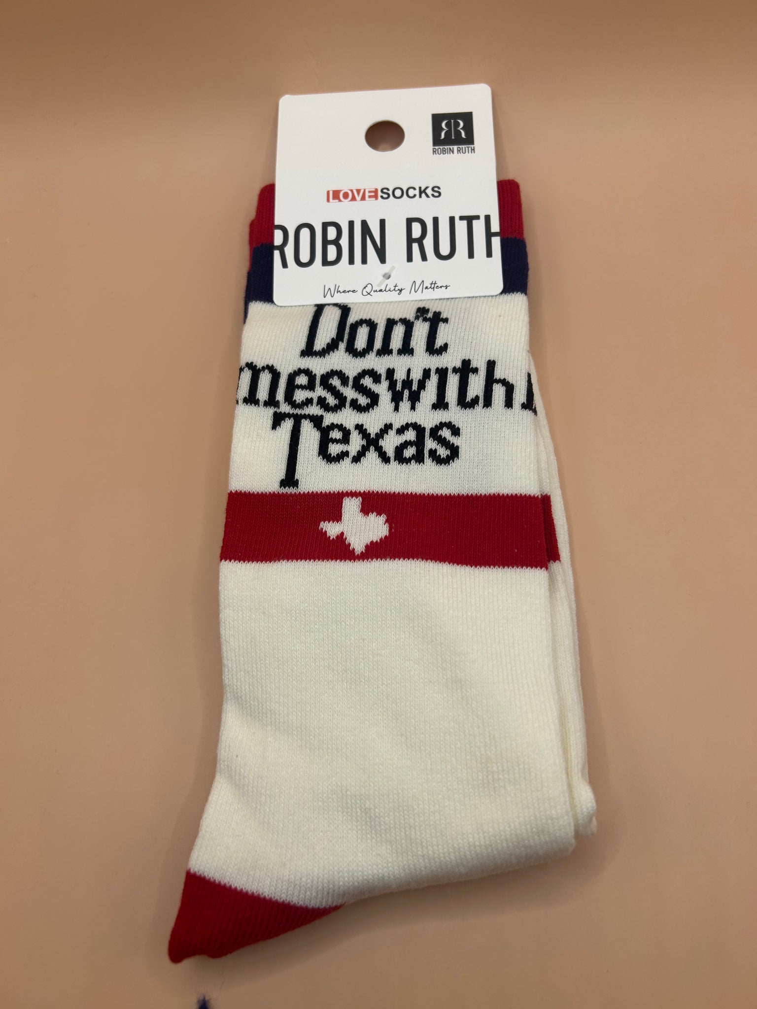 White Don't Mess With Texas Socks