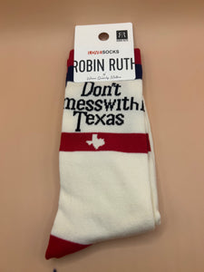 White Don't Mess With Texas Socks