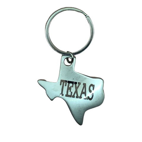 Brushed Metal Texas Keychain