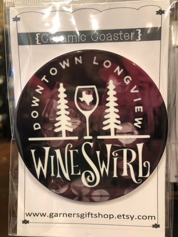 Round Ceramic Coasters-Wine Swirl